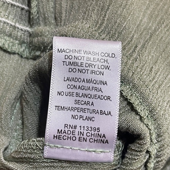 EN CREME Sage Green Smocked Waist Drawstring Wide Leg Jumpsuit Medium Boho NEW - Picture 7 of 11